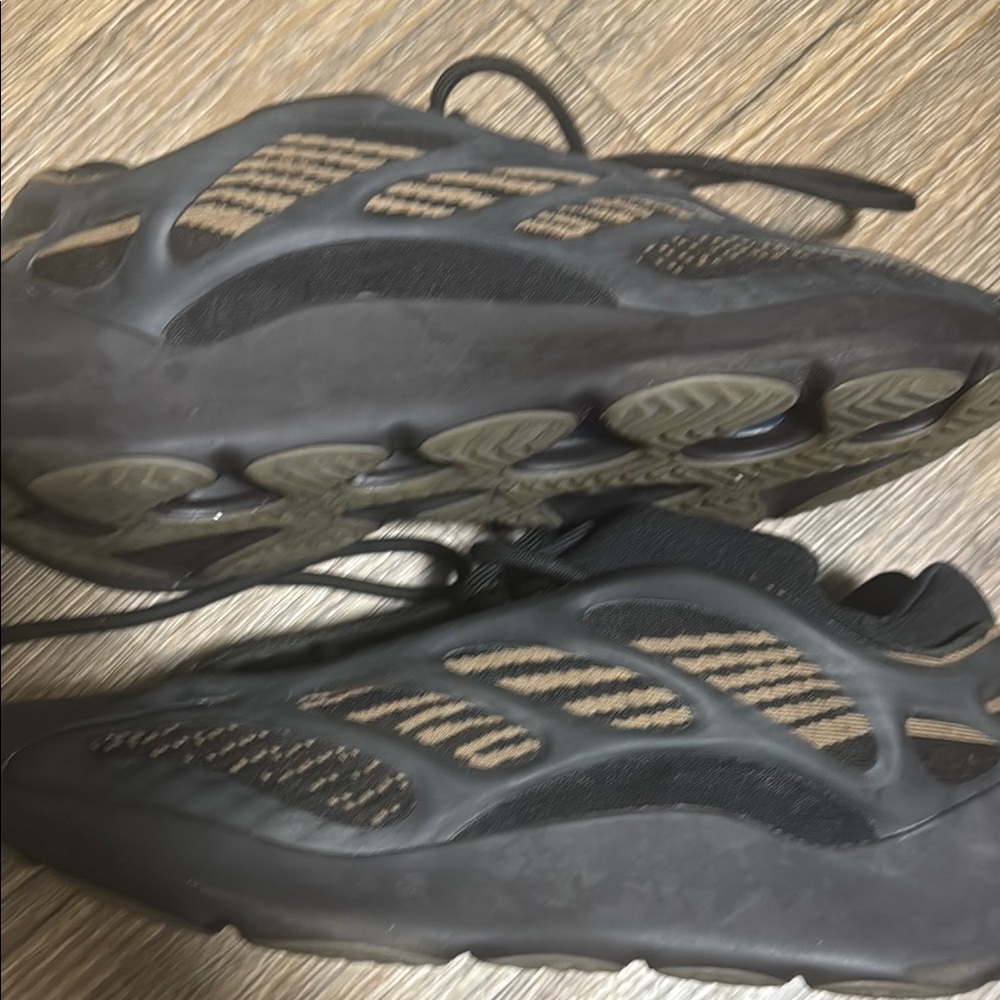 Yeezy Black and Tan Sneakers with Rugged Sole